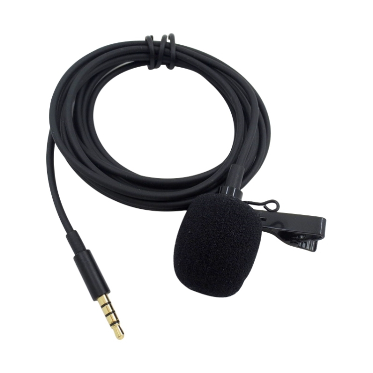 ZS0154 Grabación Clip-on Collar Tie Teléfono móvil Lavalier Micrófono, Longitud del cable: 1,2 m (Negro) - 1
