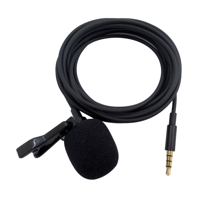 ZS0154 Grabación Clip-on Collar Tie Teléfono móvil Lavalier Micrófono, Longitud del cable: 1,2 m (Negro) - 2