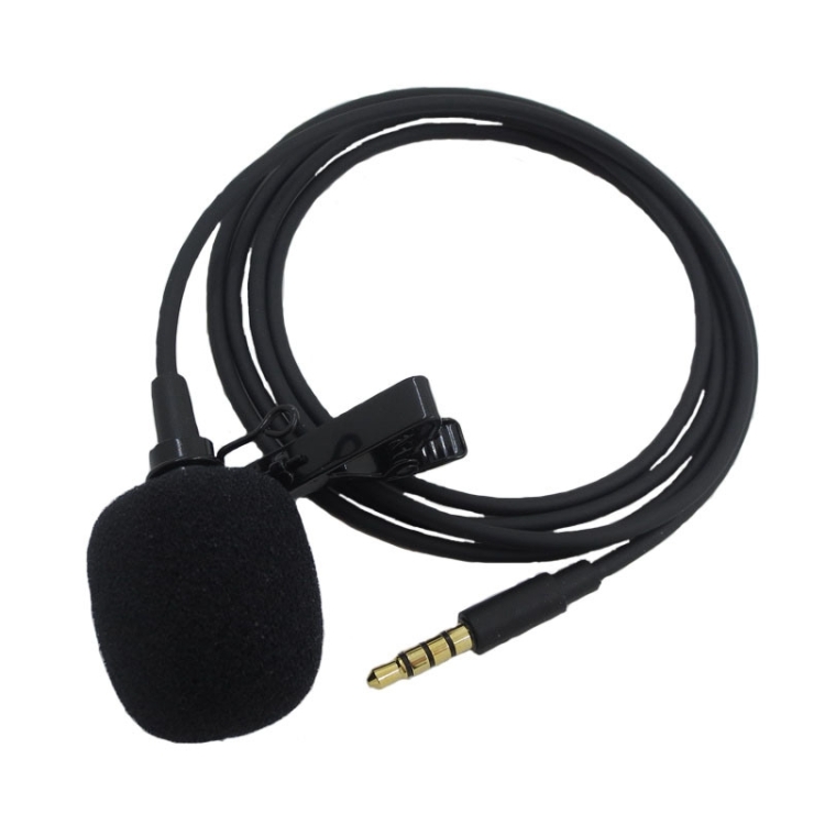 ZS0154 Grabación Clip-on Collar Tie Teléfono móvil Lavalier Micrófono, Longitud del cable: 1,2 m (Negro) - 3