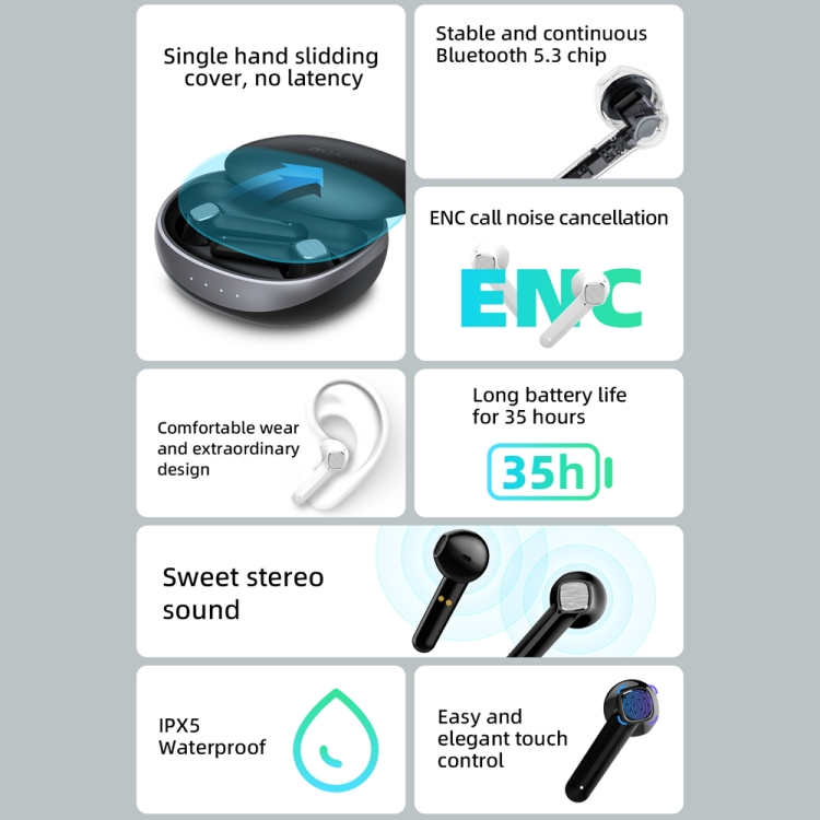 Mibro S1 IPX5 Waterproof TWS Bluetooth 5.3 ENC Noise Reduction Earphone with Mic(Black) Mibro S1 IPX5 Waterproof TWS Bluetooth 5.3 ENC Noise Reduction Earphone with Mic(Black)