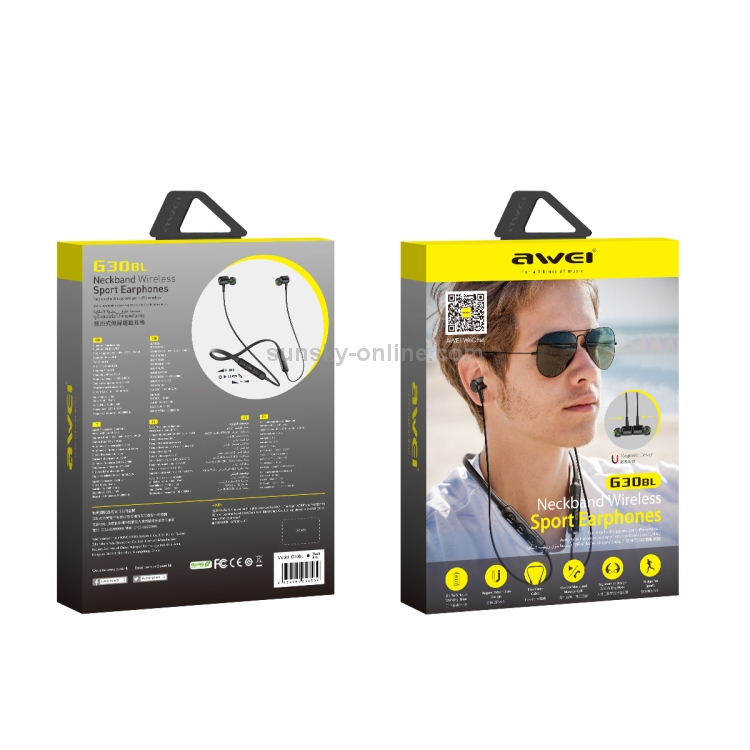 awei G30BL Neck-mounted Wireless Bluetooth Sports Stereo Earphone(Black) awei G30BL Neck-mounted Wireless Bluetooth Sports Stereo Earphone(Black)