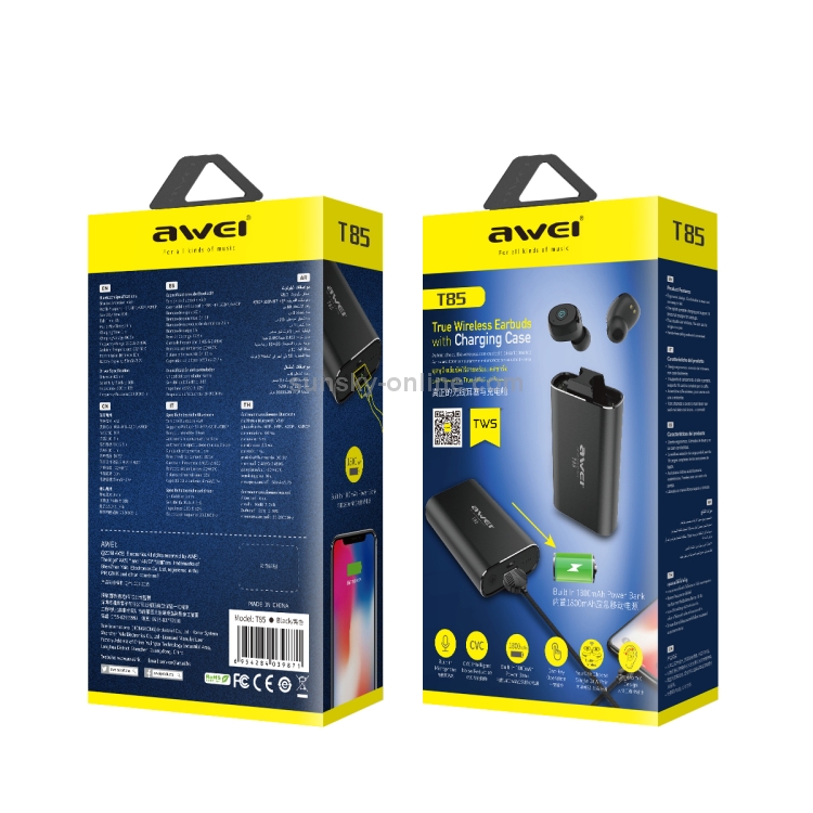 awei T85 Binaural wireless Bluetooth Headset (Black) awei T85 Binaural wireless Bluetooth Headset (Black)