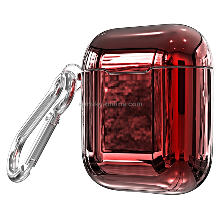 Electroplated TPU Earphones Shockproof Protective Case for Apple AirPods 1/2(Red) Electroplated TPU Earphones Shockproof Protective Case for Apple AirPods 1/2(Red)
