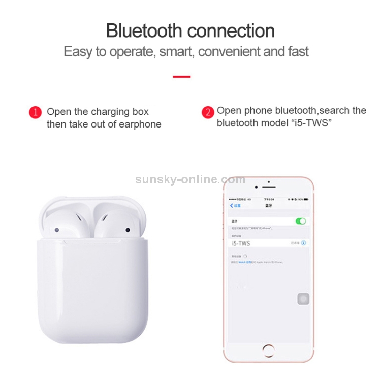 i5-TWS Bluetooth Headset 5.0 Touch Bluetooth Headset
