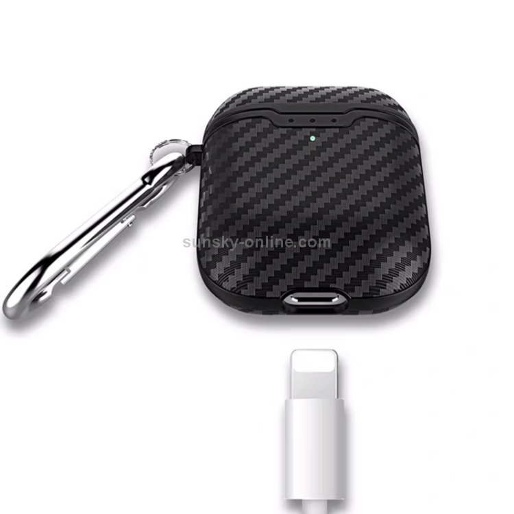 Carbon Fiber TPU Earphones Wireless Edition Shockproof Protective Case for Apple AirPods 1/2(Green) Carbon Fiber TPU Earphones Wireless Edition Shockproof Protective Case for Apple AirPods 1/2(Green)