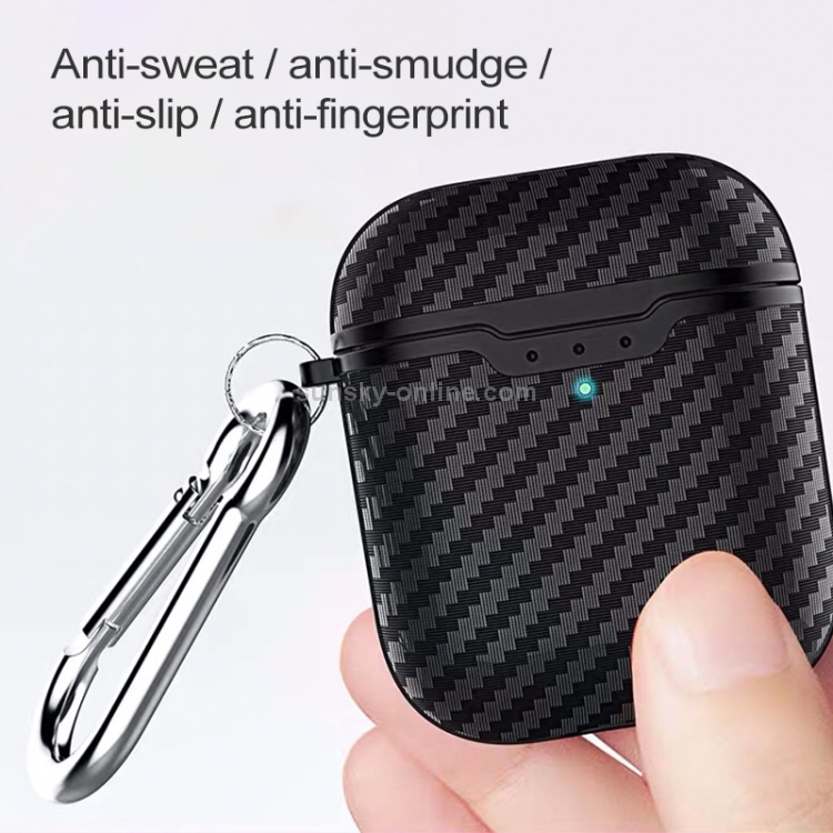 Carbon Fiber TPU Earphones Wireless Edition Shockproof Protective Case for Apple AirPods 1/2(Green) Carbon Fiber TPU Earphones Wireless Edition Shockproof Protective Case for Apple AirPods 1/2(Green)