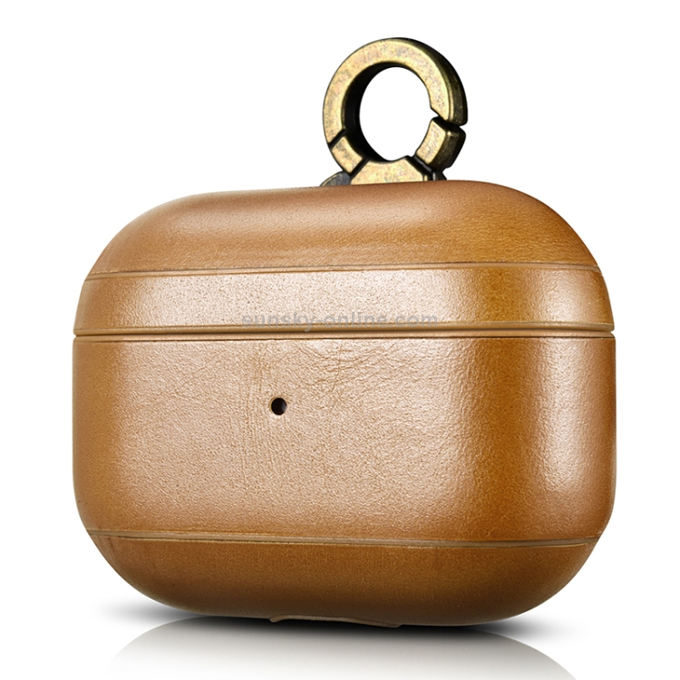 ICARER For Apple AirPods Pro Ring Buckle Version Retro Earphone Protective Leather Case(Khaki) ICARER For Apple AirPods Pro Ring Buckle Version Retro Earphone Protective Leather Case(Khaki)