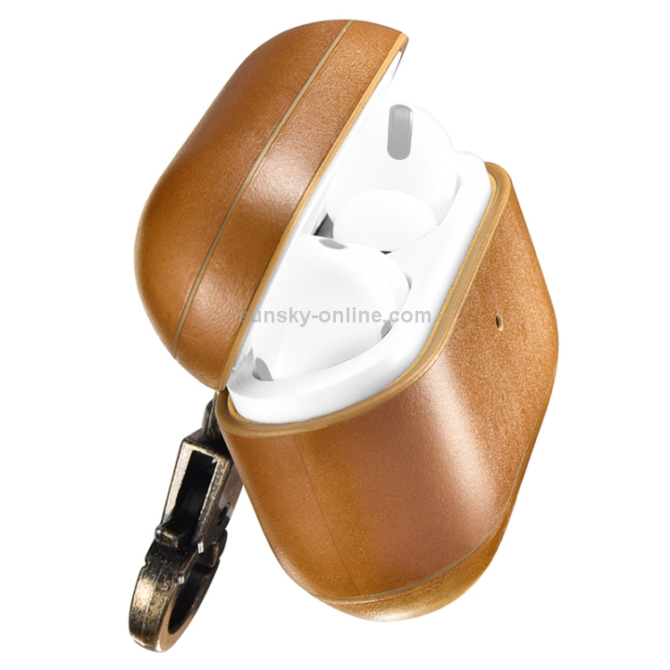 ICARER For Apple AirPods Pro Ring Buckle Version Retro Earphone Protective Leather Case(Khaki) ICARER For Apple AirPods Pro Ring Buckle Version Retro Earphone Protective Leather Case(Khaki)