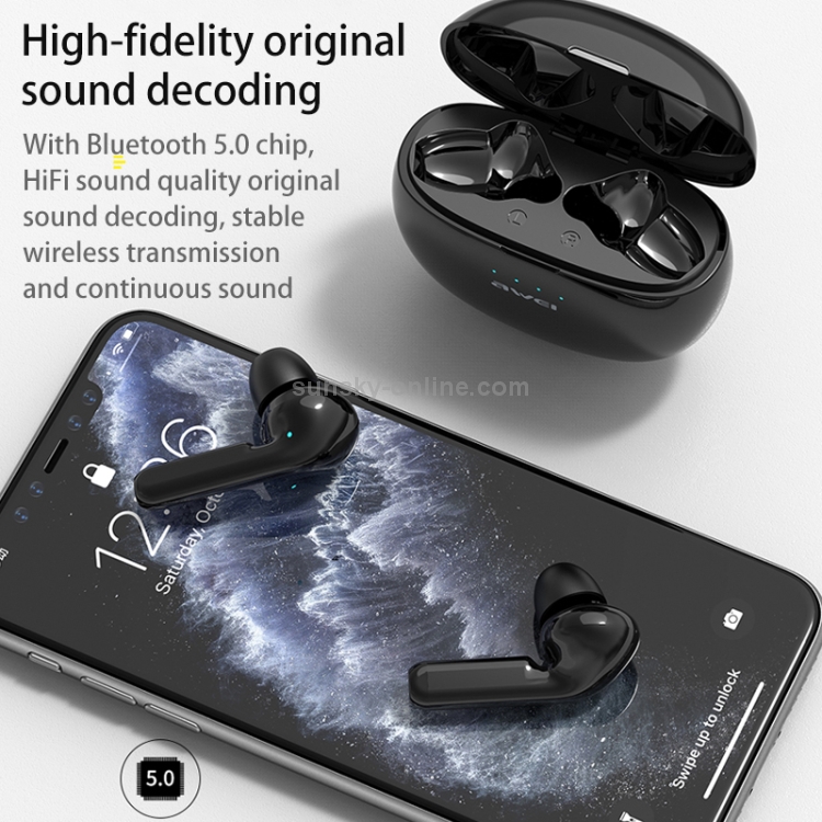 awei T15 TWS Bluetooth V5.0 Ture Wireless Sports Headset with Charging Case(Black) awei T15 TWS Bluetooth V5.0 Ture Wireless Sports Headset with Charging Case(Black)