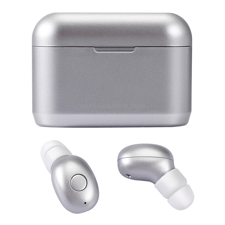DT-4 IPX Waterproof Bluetooth 5.0 Wireless Bluetooth Earphone with 350mAh Magnetic Charging Box, Support for Calling(Silver) DT-4 IPX Waterproof Bluetooth 5.0 Wireless Bluetooth Earphone with 350mAh Magnetic Charging Box, Support for Calling(Silver)