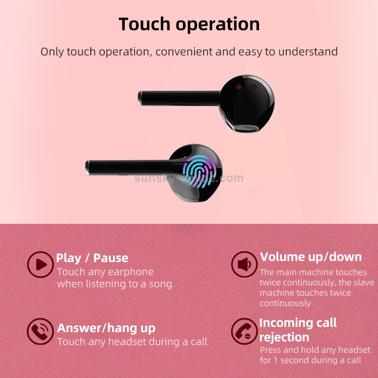 U5 TWS Watch Style Wireless Sports Bluetooth Earphone with Charging Box, Support Touch & TF Card & Call (Pink) U5 TWS Watch Style Wireless Sports Bluetooth Earphone with Charging Box, Support Touch & TF Card & Call (Pink)