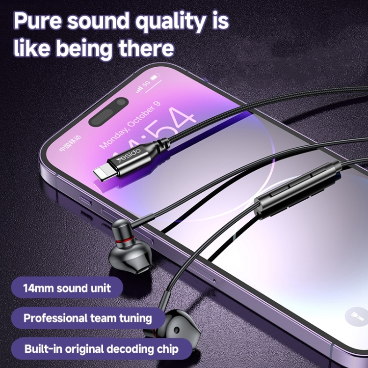 Yesido YH48 8 Pin Metal Line-Control In-Ear Wired Earphone, Length: 1.2m (Black) Yesido YH48 8 Pin Metal Line-Control In-Ear Wired Earphone, Length: 1.2m (Black)