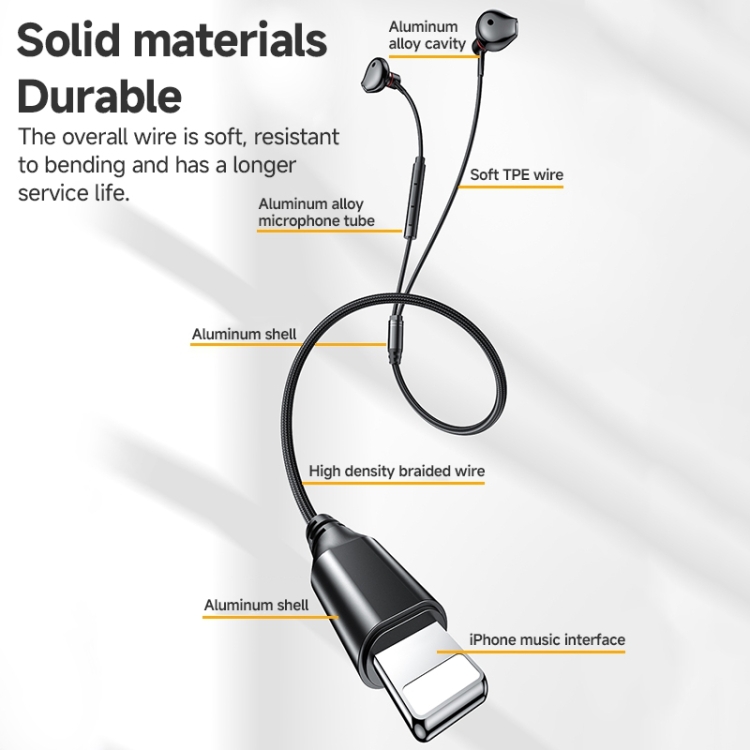 Yesido YH48 8 Pin Metal Line-Control In-Ear Wired Earphone, Length: 1.2m (Black) Yesido YH48 8 Pin Metal Line-Control In-Ear Wired Earphone, Length: 1.2m (Black)
