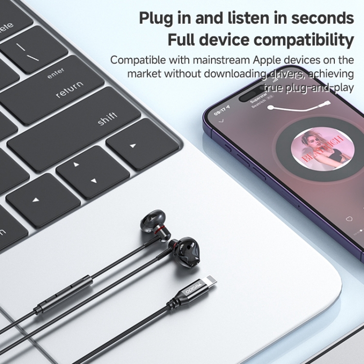 Yesido YH48 8 Pin Metal Line-Control In-Ear Wired Earphone, Length: 1.2m (Black) Yesido YH48 8 Pin Metal Line-Control In-Ear Wired Earphone, Length: 1.2m (Black)