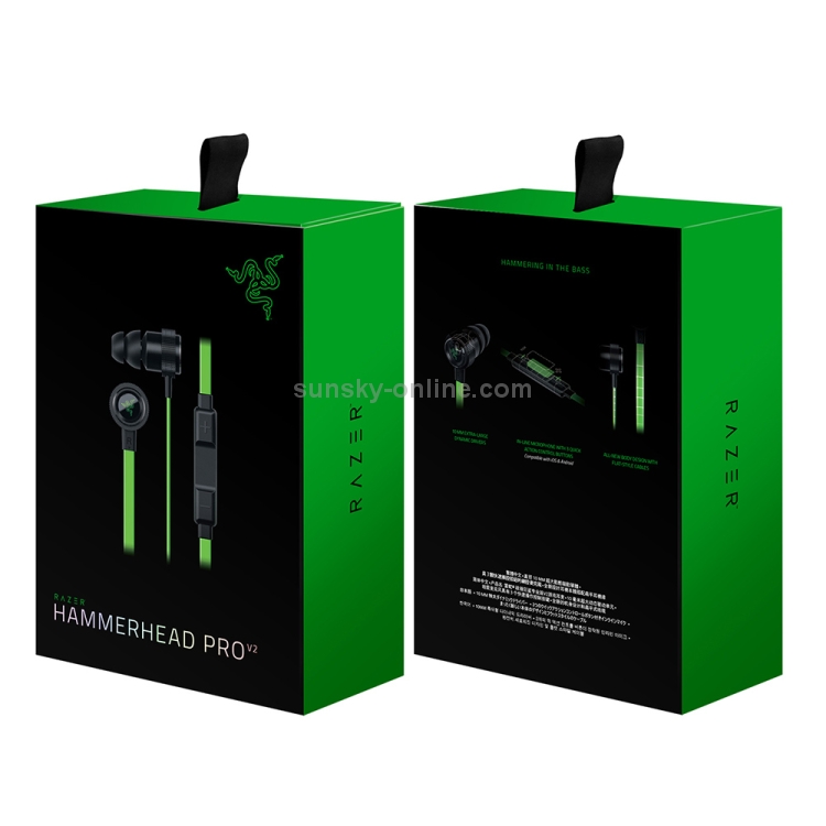 Sunsky Razer Hammerhead Pro V2 Aluminum Wired Gaming Headset With Microphone Green Black