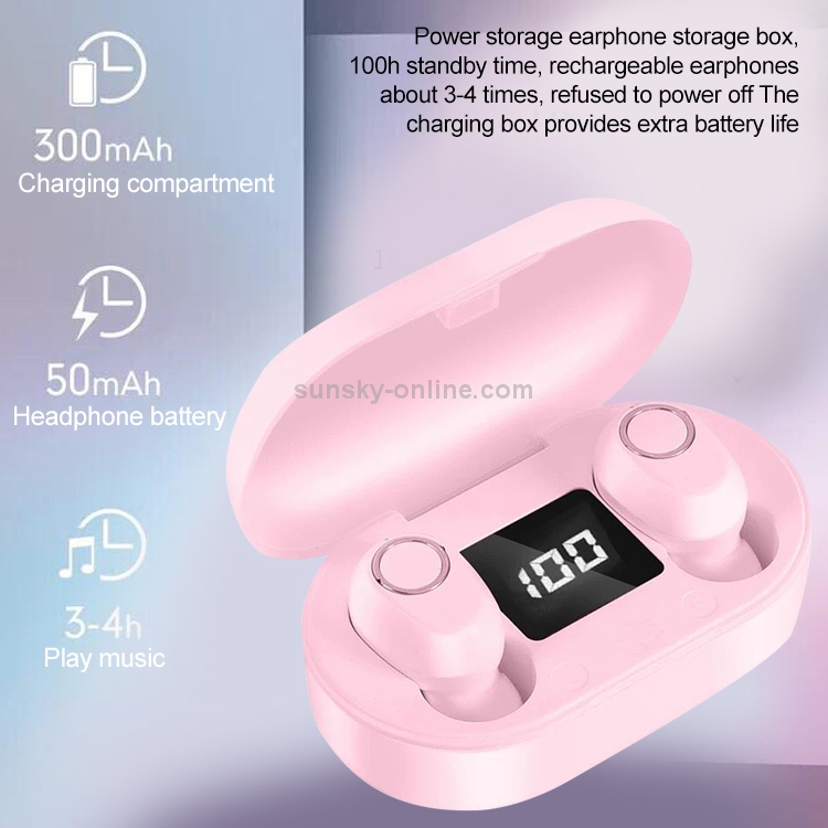 DT-13 Wireless Two Ear Bluetooth Headset Supports Touch & Smart Magnetic Charging(Pink)
