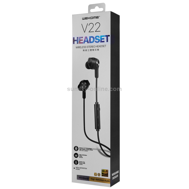 WK V22 Bluetooth 5.0 Wire-controlled Magnetic Bluetooth Earphone, Support Calls (Black) WK V22 Bluetooth 5.0 Wire-controlled Magnetic Bluetooth Earphone, Support Calls (Black)