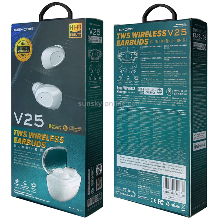 WK V25 TWS Bluetooth 5.0 Touch Wireless Bluetooth Earphone with Memory Connection & Charging Box, Support HD Calls & Siri(White) WK V25 TWS Bluetooth 5.0 Touch Wireless Bluetooth Earphone with Memory Connection & Charging Box, Support HD Calls & Siri(White)