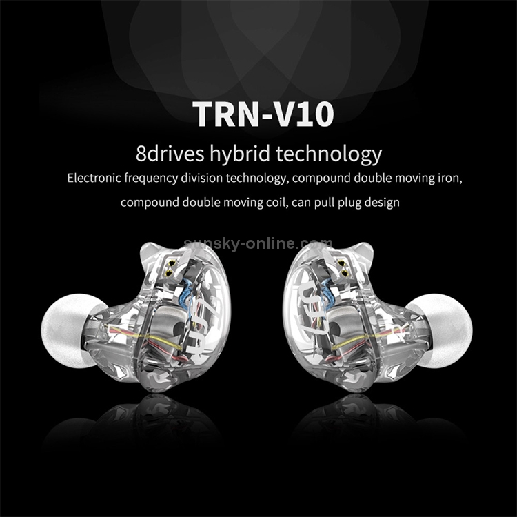 TRN V10 HiFi Monitoring Earphone 2Pin Detachable Cable Earphone, without Mic(Black) TRN V10 HiFi Monitoring Earphone 2Pin Detachable Cable Earphone, without Mic(Black)