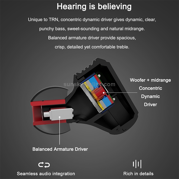 TRN V20 Hybrid In Ear Earphone Monitor Running Sport HiFi Headset with Detachable 2Pin Connection, with Mic(Black) TRN V20 Hybrid In Ear Earphone Monitor Running Sport HiFi Headset with Detachable 2Pin Connection, with Mic(Black)