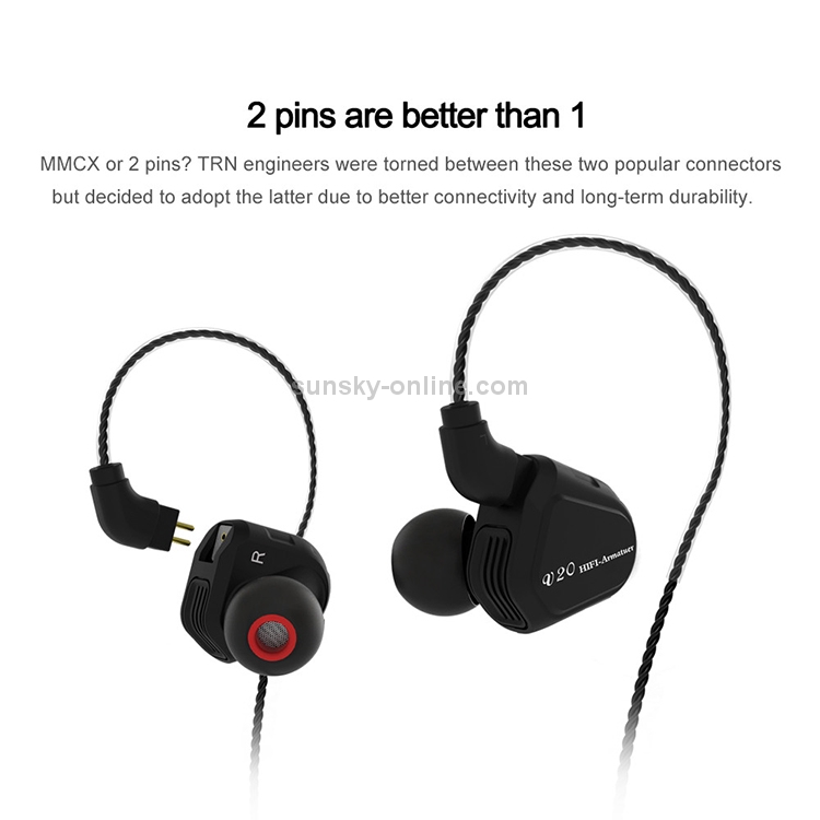 TRN V20 Hybrid In Ear Earphone Monitor Running Sport HiFi Headset with Detachable 2Pin Connection, with Mic(Black) TRN V20 Hybrid In Ear Earphone Monitor Running Sport HiFi Headset with Detachable 2Pin Connection, with Mic(Black)