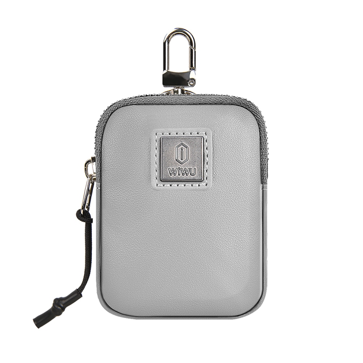 WIWU E-Pouch Portable Leather Earphone Bag(Grey) WIWU E-Pouch Portable Leather Earphone Bag(Grey)