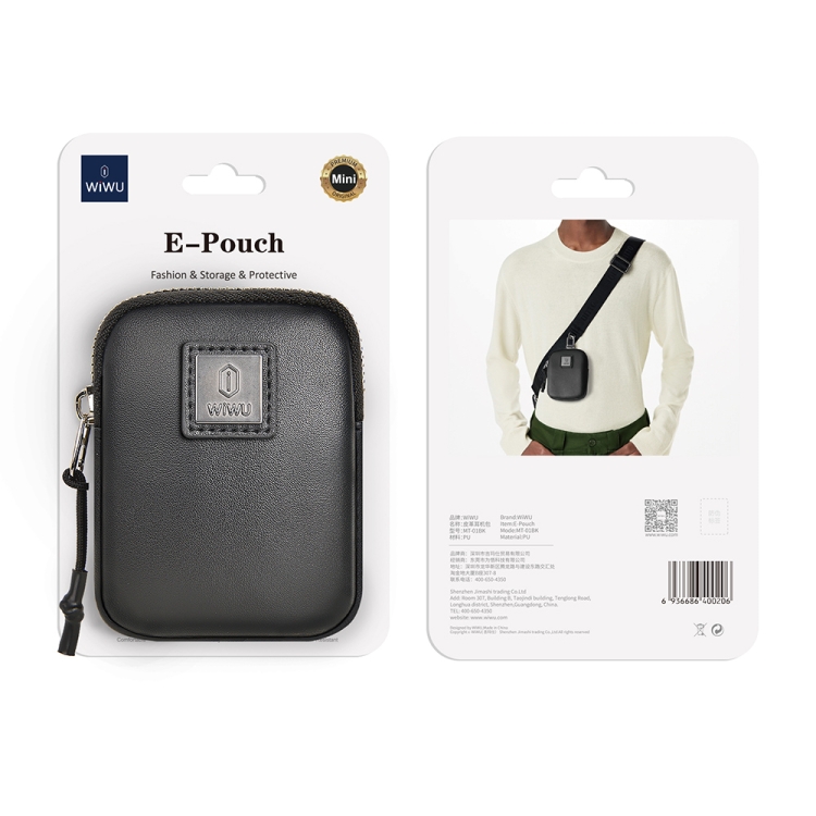 WIWU E-Pouch Portable Leather Earphone Bag(Grey) WIWU E-Pouch Portable Leather Earphone Bag(Grey)