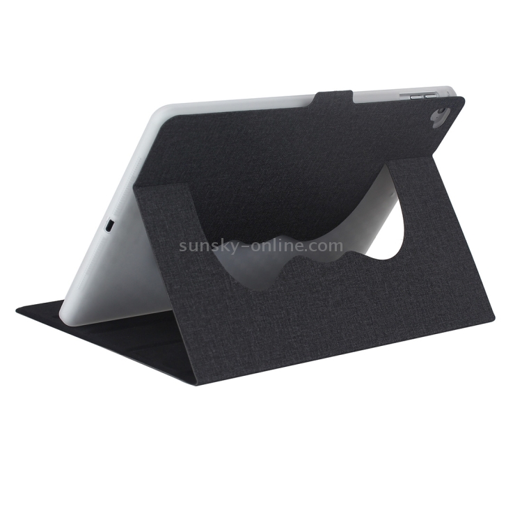 For iPad Air / iPad Air 2 / iPad Pro 9.7 / iPad 9.7 (2018) & iPad 9.7 (2017) Cloth Texture Horizontal Flip Leather Case with Holder & Sleep / Wake-up Function(Black)