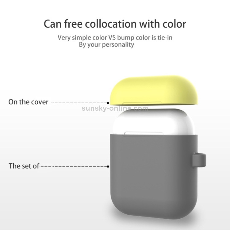 Earphones Thicken Split Anti-fall Silicone Case with Carabiner for Apple Airpods(Purple + Yellow) Earphones Thicken Split Anti-fall Silicone Case with Carabiner for Apple Airpods(Purple + Yellow)