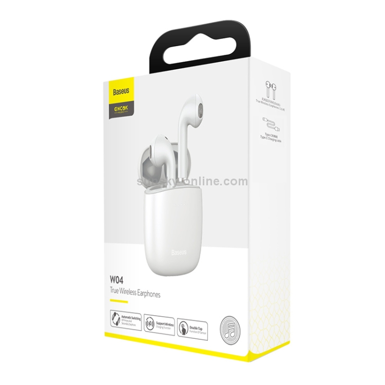 Baseus NGW04-02 TWS IP54 Waterproof Bluetooth 5.0 Touch Bluetooth Earphone with Charging Box, Support Call & Voice Assistant(White) Baseus NGW04-02 TWS IP54 Waterproof Bluetooth 5.0 Touch Bluetooth Earphone with Charging Box, Support Call & Voice Assistant(White)