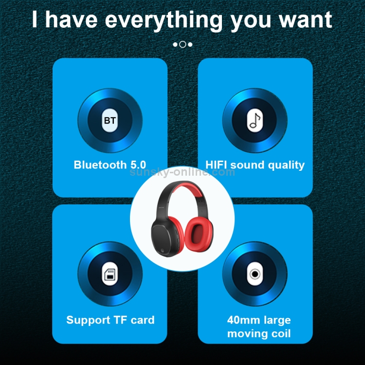 WK M8 Bluetooth 5.0 Fashion Design Music Bluetooth Headphone, Support TF Card (Red) WK M8 Bluetooth 5.0 Fashion Design Music Bluetooth Headphone, Support TF Card (Red)