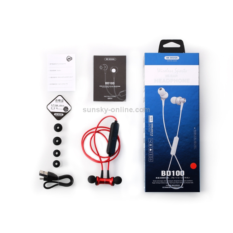 WK BD100 In-ear Sweat Proof Sporty Bilateral TWS Bluetooth 5.0 Earphone (Red) WK BD100 In-ear Sweat Proof Sporty Bilateral TWS Bluetooth 5.0 Earphone (Red)