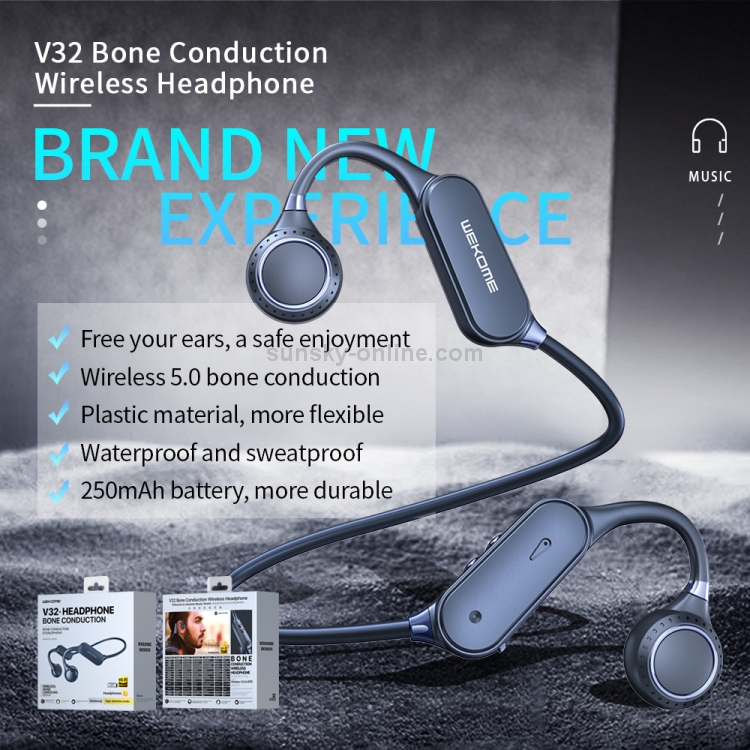 WK V32 Bone Conduction Bluetooth 5.0 Earphone No In-ear Sports Waterproof Earphone(Blue) WK V32 Bone Conduction Bluetooth 5.0 Earphone No In-ear Sports Waterproof Earphone(Blue)