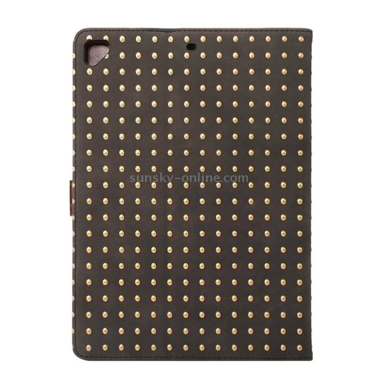 For iPad 9.7 (2018) & New iPad 9.7 (2017 ) / iPad Air 2 / iPad Air / iPad Pro 9.7 Universal Rivet Texture PU + PC Bronzing Horizontal Flip Leather Case with Holder & Card Slots & Wallet & Sleep / Wake-up Function(Black) For iPad 9.7 (2018) & New iPad 9.7 (2017 ) / iPad Air 2 / iPad Air / iPad Pro 9.7 Universal Rivet Texture PU + PC Bronzing Horizontal Flip Leather Case with Holder & Card Slots & Wallet & Sleep / Wake-up Function(Black)