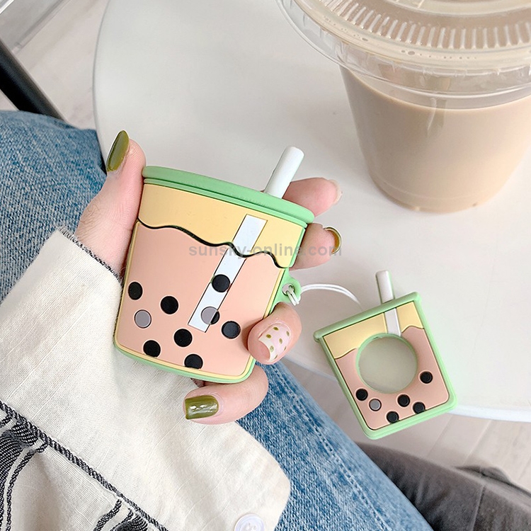 Wireless Earphones Shockproof Pearl Milk Tea Silicone Protective Case for Apple AirPods 1 / 2(Green) Wireless Earphones Shockproof Pearl Milk Tea Silicone Protective Case for Apple AirPods 1 / 2(Green)
