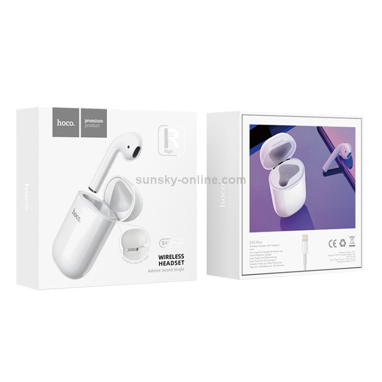 HOCO E43 Plus TWS White Single Right Ear Bluetooth 5.0 Headset with Wireless Charging Box HOCO E43 Plus TWS White Single Right Ear Bluetooth 5.0 Headset with Wireless Charging Box