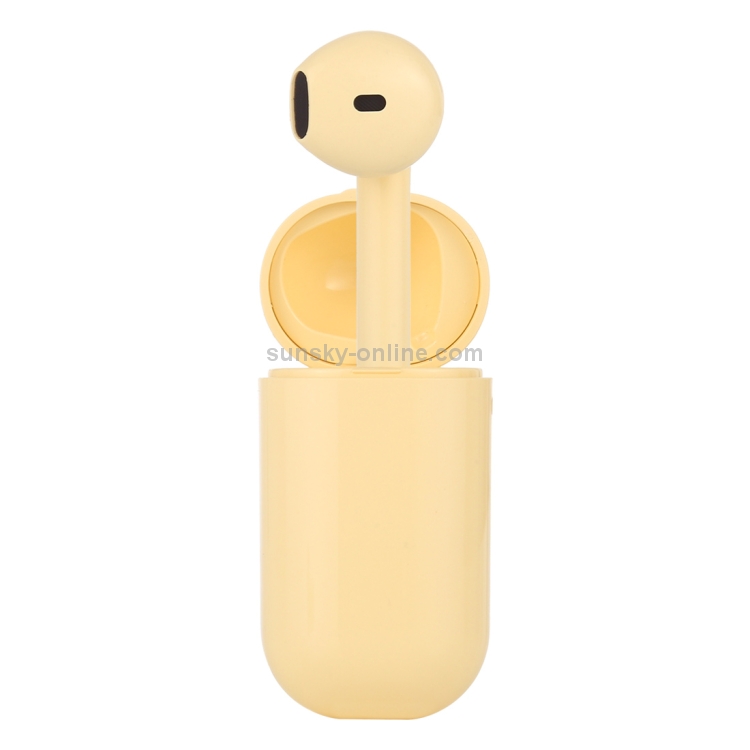 InPods i18 TWS Mini Macaron Single Wireless Bluetooth Headset V5.0 with Charging Case Yellow