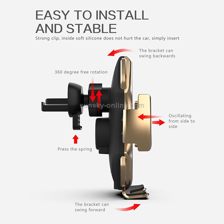 A5 10W Car Infrared Wireless Mobile Auto-sensing Phone Charger Holder, Interface:USB-C / Type-C(Tarnish) A5 10W Car Infrared Wireless Mobile Auto-sensing Phone Charger Holder, Interface:USB-C / Type-C(Tarnish)