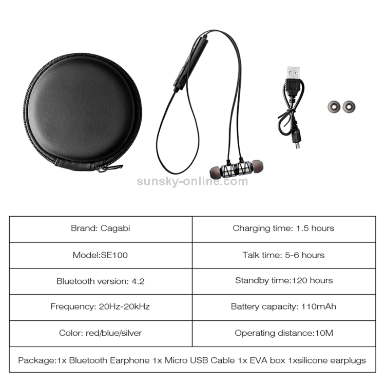 Cagabi SE100 Sports Waterproof Magnetic Earbuds Wireless Bluetooth V4.2 Stereo Headset with Mic(Silver) Cagabi SE100 Sports Waterproof Magnetic Earbuds Wireless Bluetooth V4.2 Stereo Headset with Mic(Silver)
