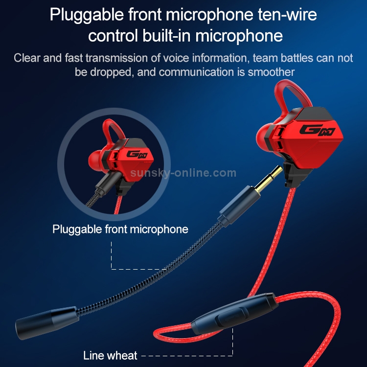G10 1.2m Wired In Ear 3.5mm Interface Stereo Wire-Controlled HIFI Earphones Video Game Mobile Game Headset With Mic Deluxe Edition (Red) G10 1.2m Wired In Ear 3.5mm Interface Stereo Wire-Controlled HIFI Earphones Video Game Mobile Game Headset With Mic Deluxe Edition (Red)