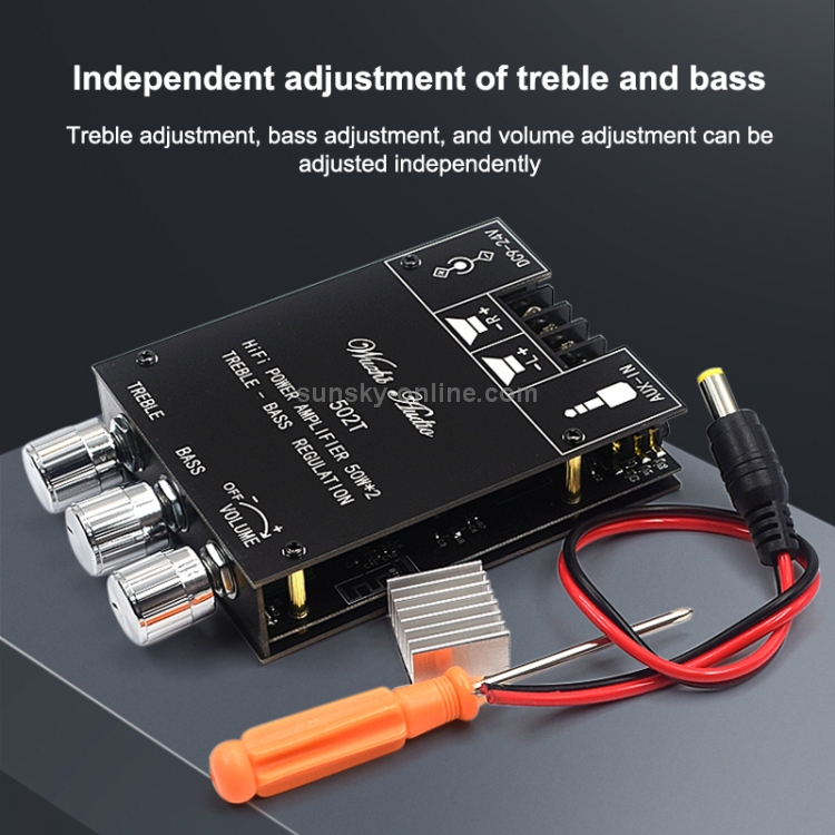 100W Bluetooth Amplifier Board - TPA3116D2 Stereo Audio Amp With Bass/Treble Control