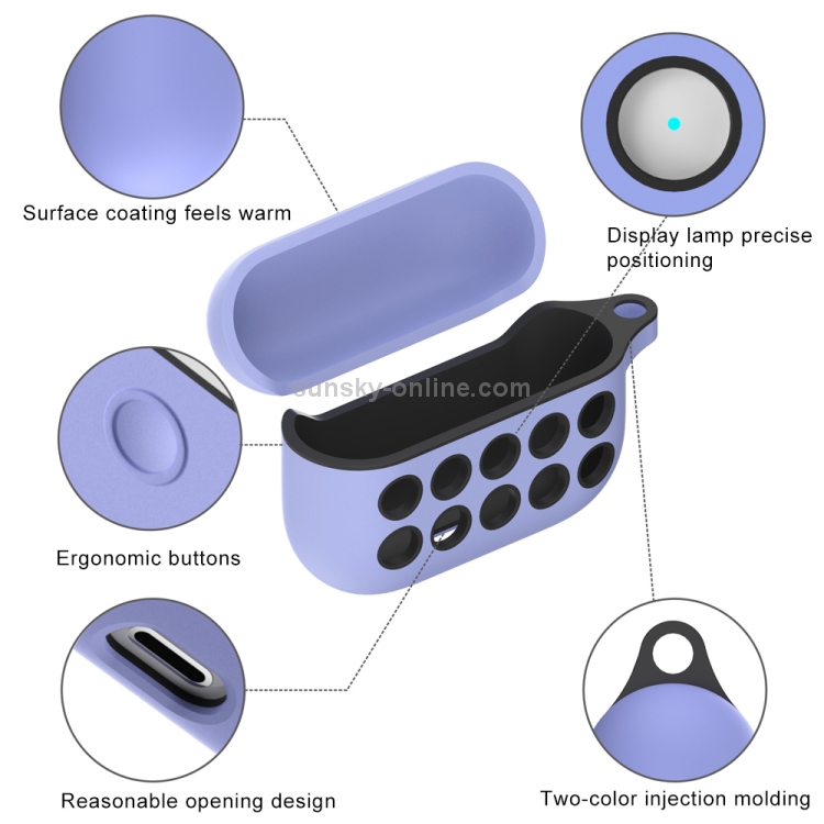 For Apple AirPods Pro Wireless Earphone Double Color Liquid Silicone 10 Hole Protective Case with Hook(Black Blue) For Apple AirPods Pro Wireless Earphone Double Color Liquid Silicone 10 Hole Protective Case with Hook(Black Blue)
