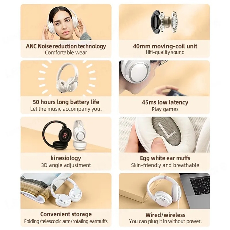 Lenovo TH40 Head-mounted Active Noise Reduction Bluetooth Headphone (White) Lenovo TH40 Head-mounted Active Noise Reduction Bluetooth Headphone (White)