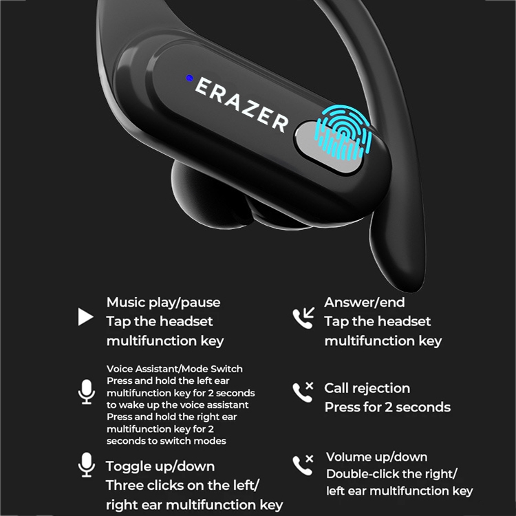 Lenovo Erazer XT60 Pro Bluetooth 5.3 Ear-mounted Sports Wireless Bluetooth Earphone (Black) - B11