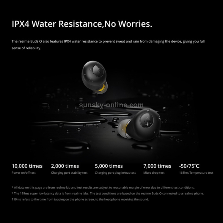 [HK Warehouse] Realme Buds Q Bluetooth 5.0 IPX4 Waterproof TWS True Wireless Stereo Earphone(Black)