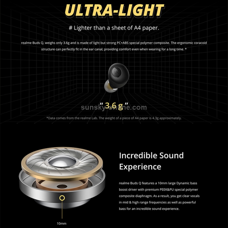 [HK Warehouse] Realme Buds Q Bluetooth 5.0 IPX4 Waterproof TWS True Wireless Stereo Earphone(Black)