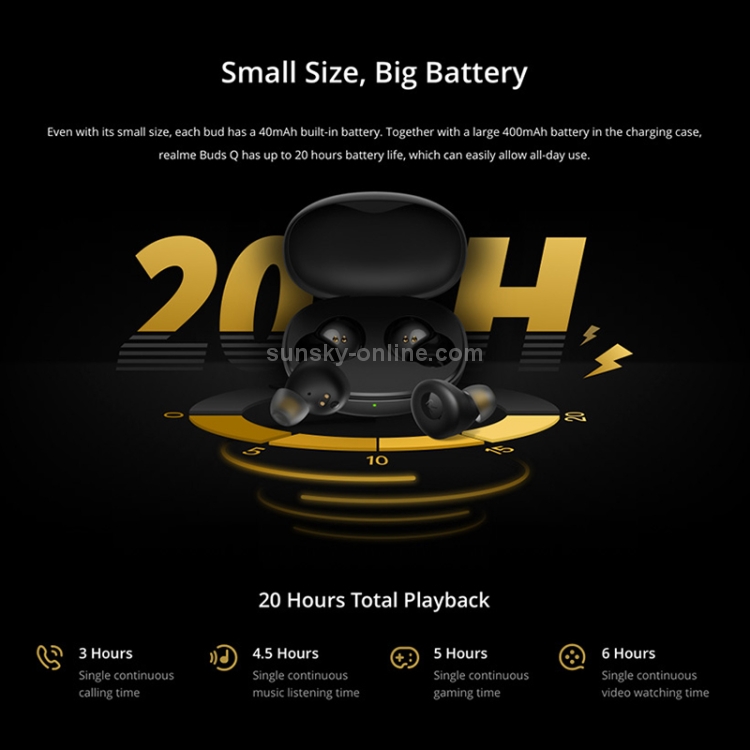 [HK Warehouse] Realme Buds Q Bluetooth 5.0 IPX4 Waterproof TWS True Wireless Stereo Earphone(Black)