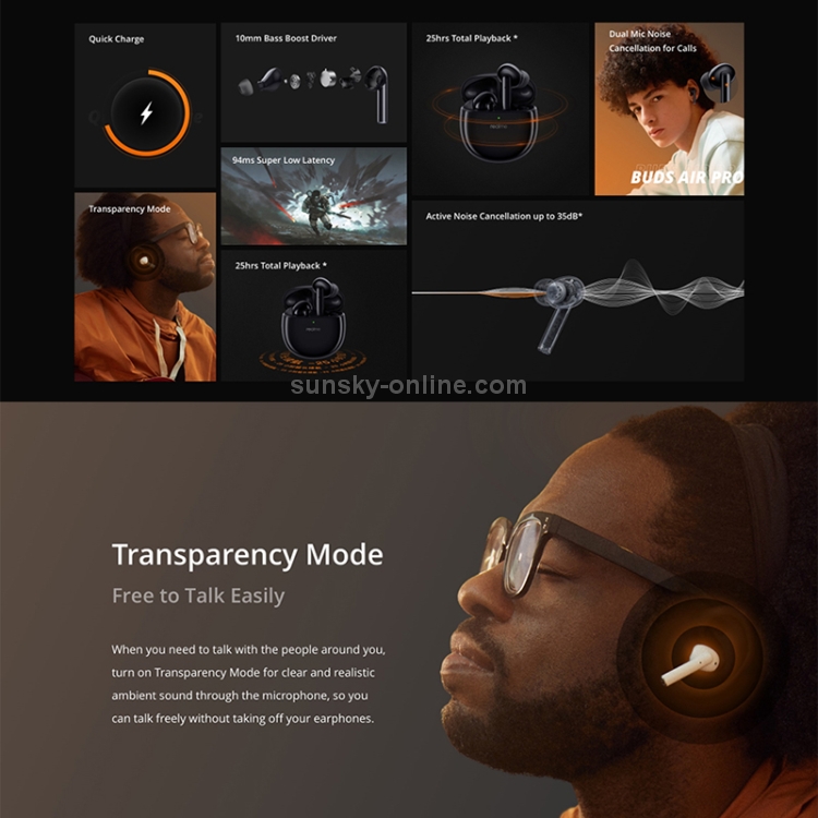 [HK Warehouse] Realme Buds Air Pro Bluetooth 5.0 IPX4 Waterproof Noise Cancelling TWS True Wireless Stereo Earphone(White)