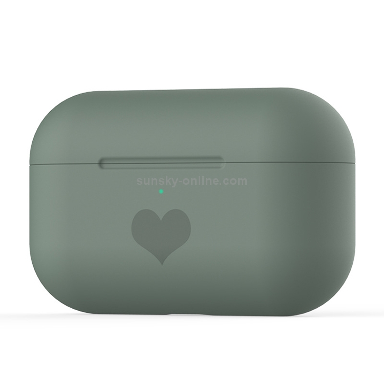 For AirPods Pro Love-heart Pattern Silicone Earphone Protective Case(Dark Green) For AirPods Pro Love-heart Pattern Silicone Earphone Protective Case(Dark Green)
