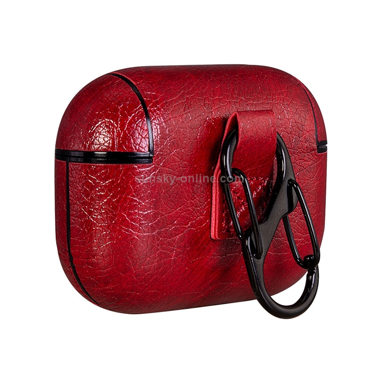 For AirPods Pro PC + PU Wireless Earphone Protective Case Storage Box(Red) For AirPods Pro PC + PU Wireless Earphone Protective Case Storage Box(Red)